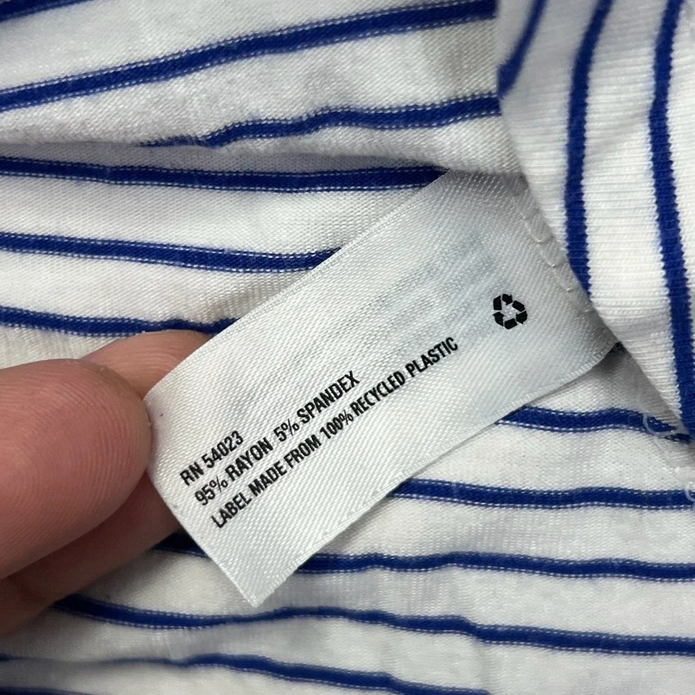 Gap Foldover Mini Skirt Womens Medium Blue White Striped Rayon Blend Casual